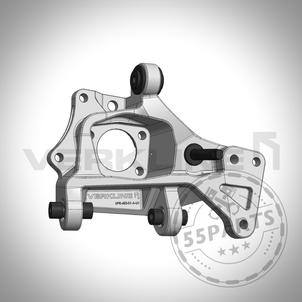 3D gerenderter VERKLINE Leichtbau Radträger aus Aluminium für die Hinterachse, passend für Toyota Yaris GR, mit Befestigungspunkten und zentraler Öffnung – ideal für Fahrspaß-Enthusiasten.